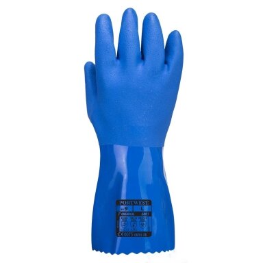 A881 - Mėlynos spalvos PVC pirštinės cheminiams produktams